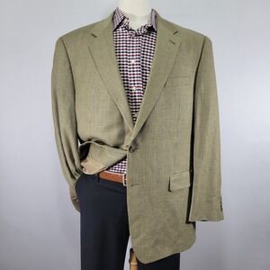 Chaps Men's Sport Coat Blazer Two Button Beige Multi Color Silk Wool‎ Size 46L